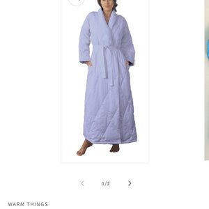 Light Lavender Quilted Long Robe with Belt - Women